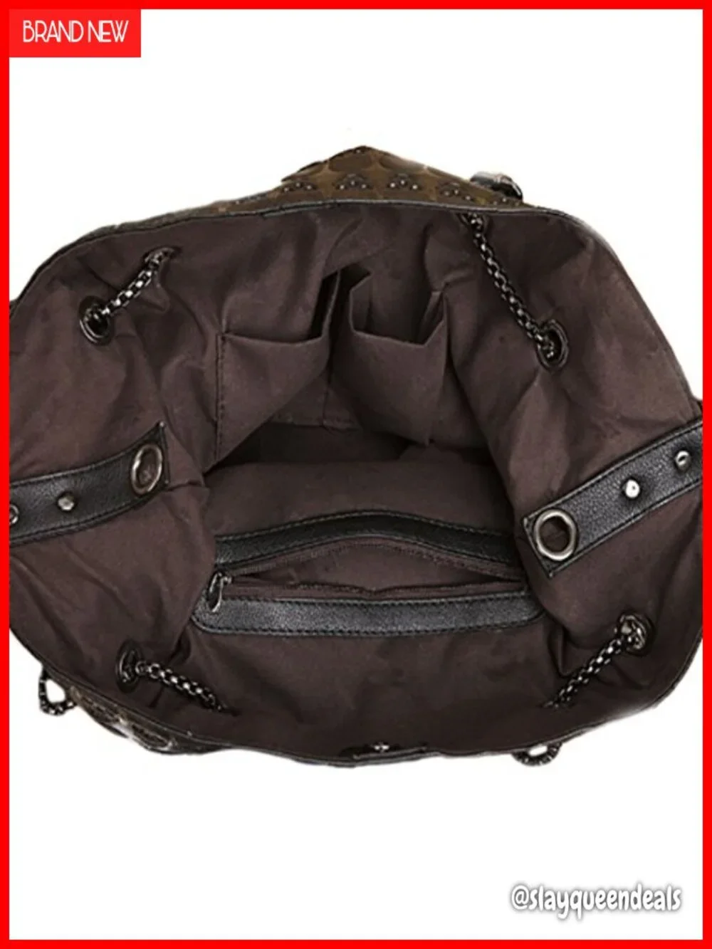 Faux Leather Skull Print Hobo Shoulder Bag Tote with Chain Strap Gift
